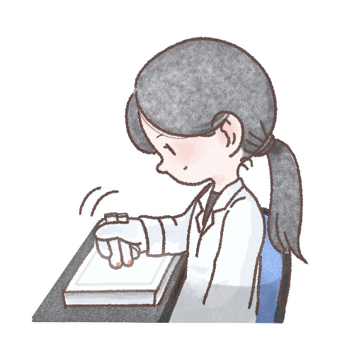 「判定をする女性技師」のイラスト